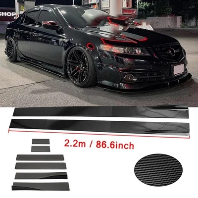 For Acura TL TLX ILX Carbon Fiber 86.6inch Side Skirt Extensions Rocker Panel Foto 1 de 4