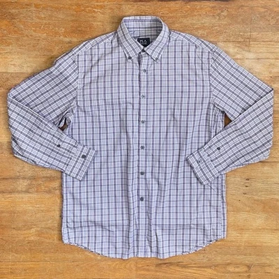 Jos A Bank Traveler Shirt Size Medium NEW Tailored Fit Purple/Gray Plaid - Image 1 of 4