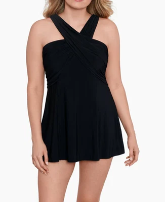 NWT $135 LONGITUDE Womens Sz 18 Crossover Draped Swim Dress in Night Gala - Image 1 of 4