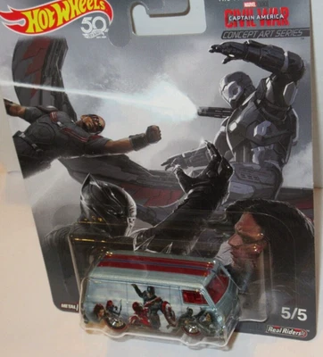 HOT WHEELS POP CULTURE MARVEL CAPTAIN AMERICA ~'66 DODGE A100 VAN w/ REAL RIDERS - Image 1 of 4