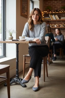 Zapatos para mujer Cynthia Rowley Chelsea ballet grises planos tejidos punta puntiaguda Foto 1 de 4