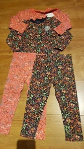 Next Mädchen Blumen 2er Pack T-Shirts/Leggings Set Größe: 2-3 Jahre Neu mit Etikett - Bild 1 von 4
