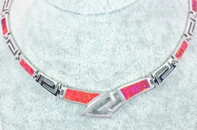 Orange Fire Opal Geometric Choker Shape Necklace  For Charm Women Jewelry - Image 1 of 4