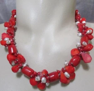 Bellissimo corallo rosso? collana di perle e perle - Foto 1 di 3