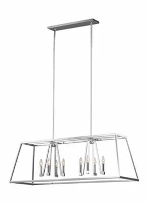 Lámpara de araña Feiss F3152/8CH, cromada, 8 luces (48"L x 16"H) 480 vatios Foto 1 de 4