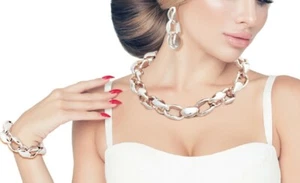 Chunky Silver Chain and Bracelet Set - Picture 1 of 3