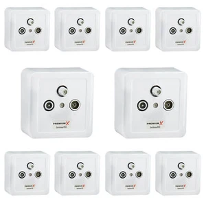 10x PremiumX PX3 Sat-Dose 3-fach Enddose Antennendose Aufputz Unterputz SAT TV - Bild 1 von 5