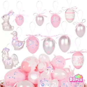 Easter Egg Decorations, 30PCS Pink Artificial Egg Bunny Easter Tree Hanging Orna - Picture 1 of 12