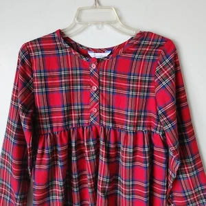 PajamaGram Red Plaid Flannel Nightgown Girls Size 14 Holiday Winter Christmas - Picture 1 of 6