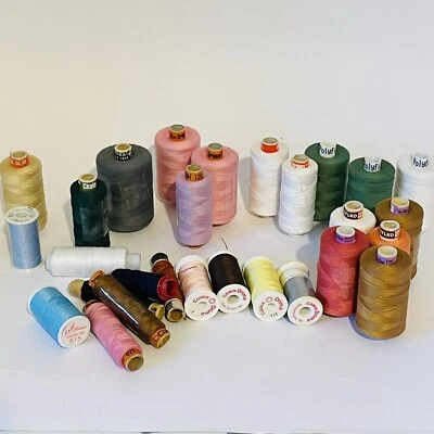 Vtg Threads Including Sylko Wooden Coats Drima Machine Spools + General X 28 Mix - Image 1 of 4