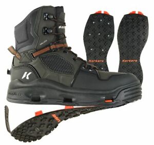 SIZE 12 KORKERS TERROR RIDGE WADING BOOT STUDDED + KLING-ON RUBBER - 2 SOLES