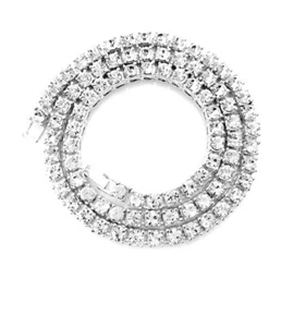 HH Bling Empire Silver Iced Out Diamond Tennis Chain - Picture 1 of 1