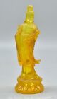 6.2" Old Chinese Amber Carved Kwan-yin Guan yin Boddhisattva Statue
