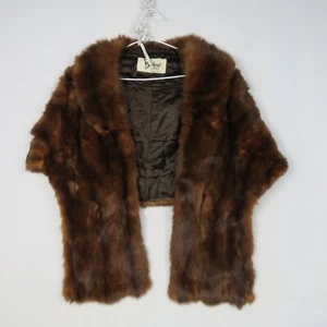 Bailey's Womens Fox Fur Vest Jacket Mink One Size Red Open Shawl 90's Vintage - Picture 1 of 9