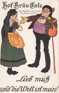 Postcard~San Francisco, Hof-Brau Cafe, German Couple~Love Me & the World is Mine - Picture 1 of 2