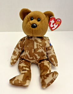 Ty Beanie Baby USO HERO Flag Arm Australia Troops Bear 2003 MWMT
