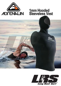 NEW Adrenalin 2mm Neoprene Hooded Vest Sleeveless Wetsuit Top Wet Suit with Hood - Picture 1 of 1