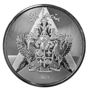 2023 1 oz Silver Coin - St. Lucia Coat of Arms .999 Silver Coin BU #A599 - Picture 1 of 4