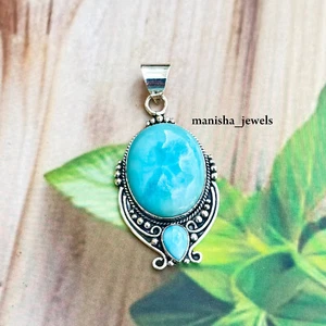Larimar Gemstone 925 Sterling Silver Pendant Gifts For Girlfriend Jewelry CA-199 - Picture 1 of 11