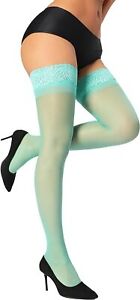HONENNA Sheer Thigh High Stockings, 17+ Colors Stay Up Lace Top with Anti-Slip S
