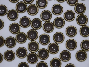 Vintage Round Faux Copper 2-Hole Button with Raised Edge 20mm Lot of 10 B63-6 - Picture 1 of 6