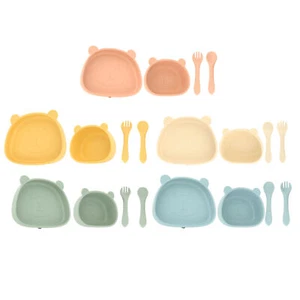 4pcs Children Plate Utensils Set Silicone Suction Bowls Set For Toddler &sw - Picture 1 of 27