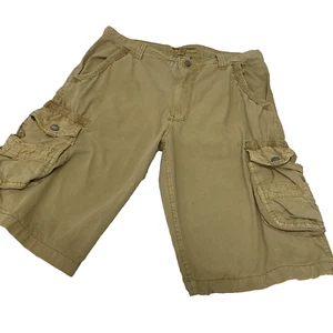 Brooklyn Laundry Cargo Shorts Men 32 Tan Snap Pockets All Cotton Casual Work 12" - Picture 1 of 10