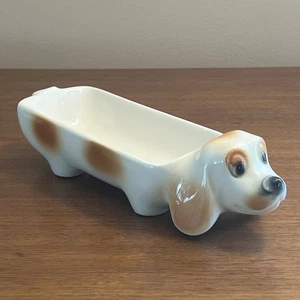 Vintage Dackel Hund Cracker Tablett Löffel Rest Keramik Kitsch Schale 10" - B3 - Bild 1 von 10