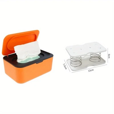 Caja de pañuelos dispensador de papel húmedo portátil con tapa soporte de almacenamiento a prueba de polvo bebé Foto 1 de 4