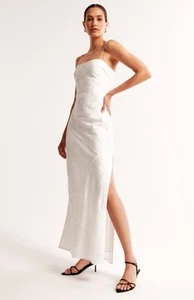Abercrombie & Fitch Julia Slip Satin Jacquard Maxi Dress Size Small Tall NWT - Picture 1 of 12