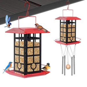 Bird Feeder With Wind Chimes - Large Capacity, Sturdy & Weatherproof Hanging ... - Picture 1 of 6