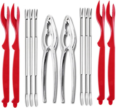 12 Pcs Crab Leg Crackers and Tools Set, Including 2 Crab Leg Crackers, 4 Red Lob - Image 1 of 4