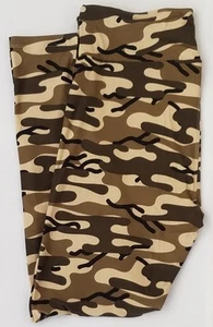 OS LuLaRoe One Size Leggings Camouflage Brown Olive Black Tan Camo NWT X38 New - Picture 1 of 6