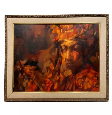 CHARLES BRAGG MODERNIST VINTAGE ABSTRACT ILLUSTRATION MID CENTURY OIL PAINTING - Image 1 of 4