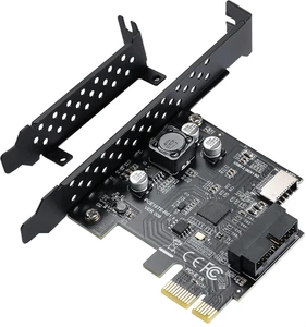PCI-E 1X to USB 3.2 GEN1 5Gbps 20Pin Front Panel Header (To Type-C Front Panel H - Picture 1 of 12
