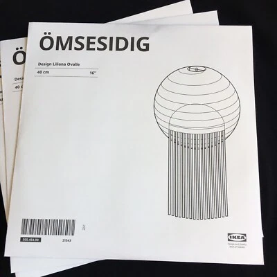 2 Ikea OMSESIDIG Pendant lamp shade white/Pink 16 " Made Of Rice Paper H-424 - Image 1 of 4