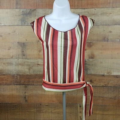 Blusa Top Delia's Cintura Corbata Para Mujer Talla S Multicolor Rayas TC9 Foto 1 de 4