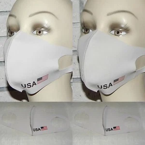 LOT OF 2 GREY USA FLAG IMPRINT WASHABLE REUSABLE STRETCH FACE MASK INDIANA - Picture 1 of 1