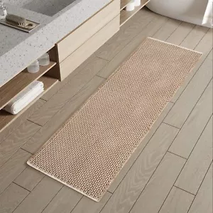 New-Checkered Bath Mat Runner, Super Absorbent Non Slip Bathroom Runner Rug Mode - Picture 1 of 5