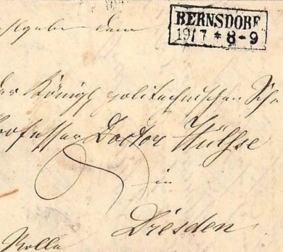 Germany States SAXONY 1800s Superb*Bernsdorf* Letter Cover DOCTOR Dresden UU272 - Image 1 of 3