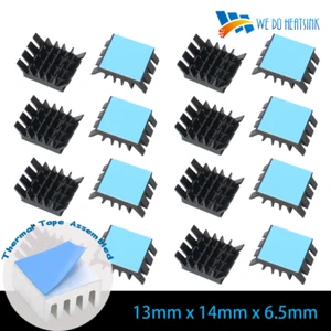30/50/100pcs 13x14x6.5mm BlackAluminium Heatsink ThermalTape AssembledCPU,IC,LED - Picture 1 of 4