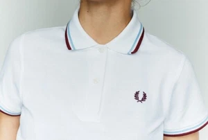 FRED PERRY TWIN TIPPED POLO SHIRT G12 301 WHITE/MAROON COTTON NEW WITH TAGS - Picture 1 of 11