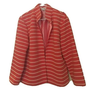 Grace Chuang Blazer Jacke vorne offen Gr. Large orange/weiß gestreift - Neu ohne Etikett - Bild 1 von 7