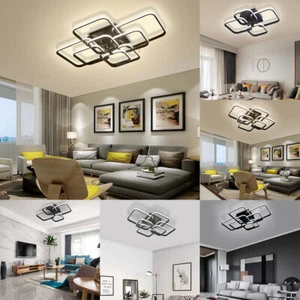 Modern Square 4/6/8 Heads Chandelier Black Framed Ceiling Light Home Living Room - Picture 1 of 24