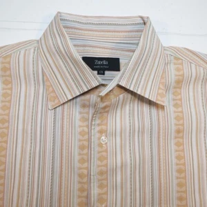 ZANELLA MADE IN ITALY LUXURY BUTTON DOWN DRESS SHIRT Mens 17 R Stripe / FLAWLESS - Picture 1 of 3