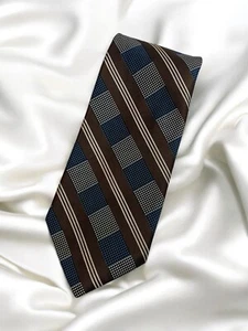 Cravatta Christian Dior 100% poliestere - marrone cioccolato, blu, crema - SPLENDIDA!! - Foto 1 di 5