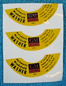 NORS GM Accessories Automatic Windshield Washer Lid DECALS Restoration Parts Lot - Bild 1 von 2