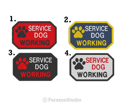 Custom Embroidered Service Dog Working Puppy Paw Sew on Patch 4"X 2.5"_SD-P11 - Image 1 of 4