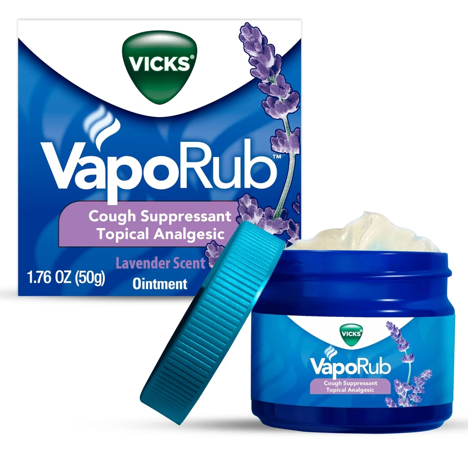 Vicks VAPORUB Soothing Chest Rub Cough Suppressant Ointment Lavender 1.76 Oz A38