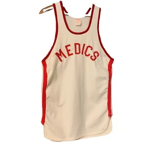 Vtg 50s Empire Basketball Jersey M Medics Doctor EMT Physician Red White USA - Picture 1 of 17